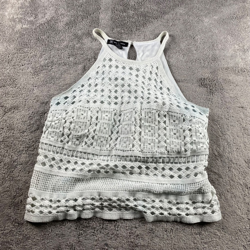 Inc International Concepts Bohemian Tank Blouse Womens Medium White Crochet